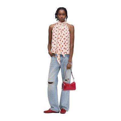 THE KISS LIPS LIPS HALTERNECK TIE TOP